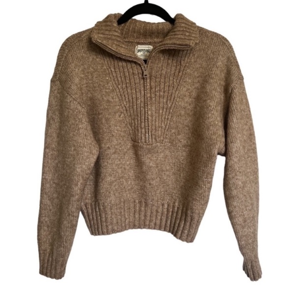 American Eagle Half Zip Oversized Cozy Tan Sweater - Picture 2 of 7